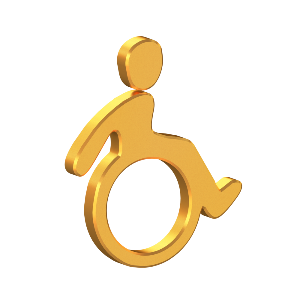 Disabled 3D Icon Isolated on Transparent Background, Gold Texture, 3D Rendering png