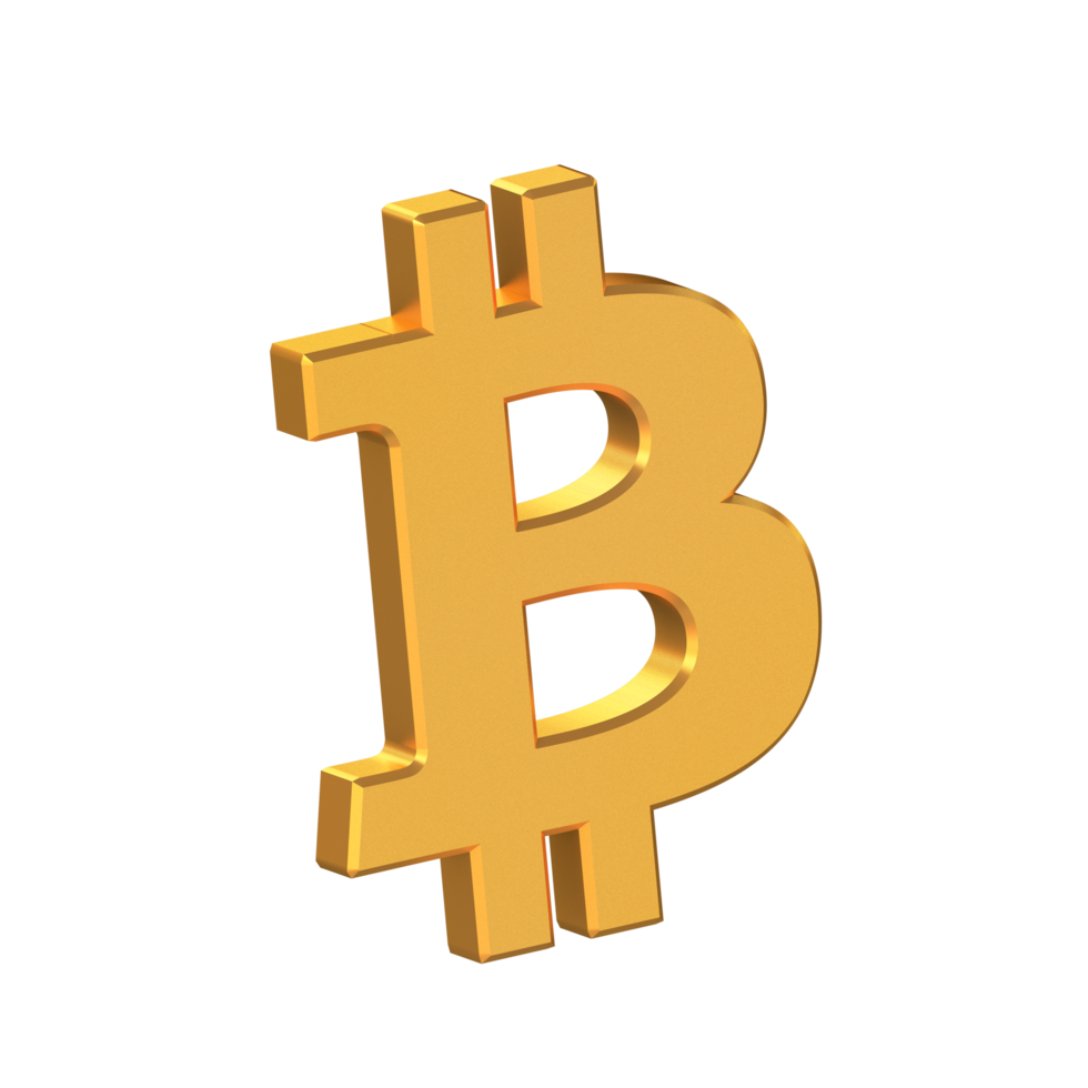 Bitcoin 3D Icon Isolated on Transparent Background, Gold Texture, 3D Rendering png