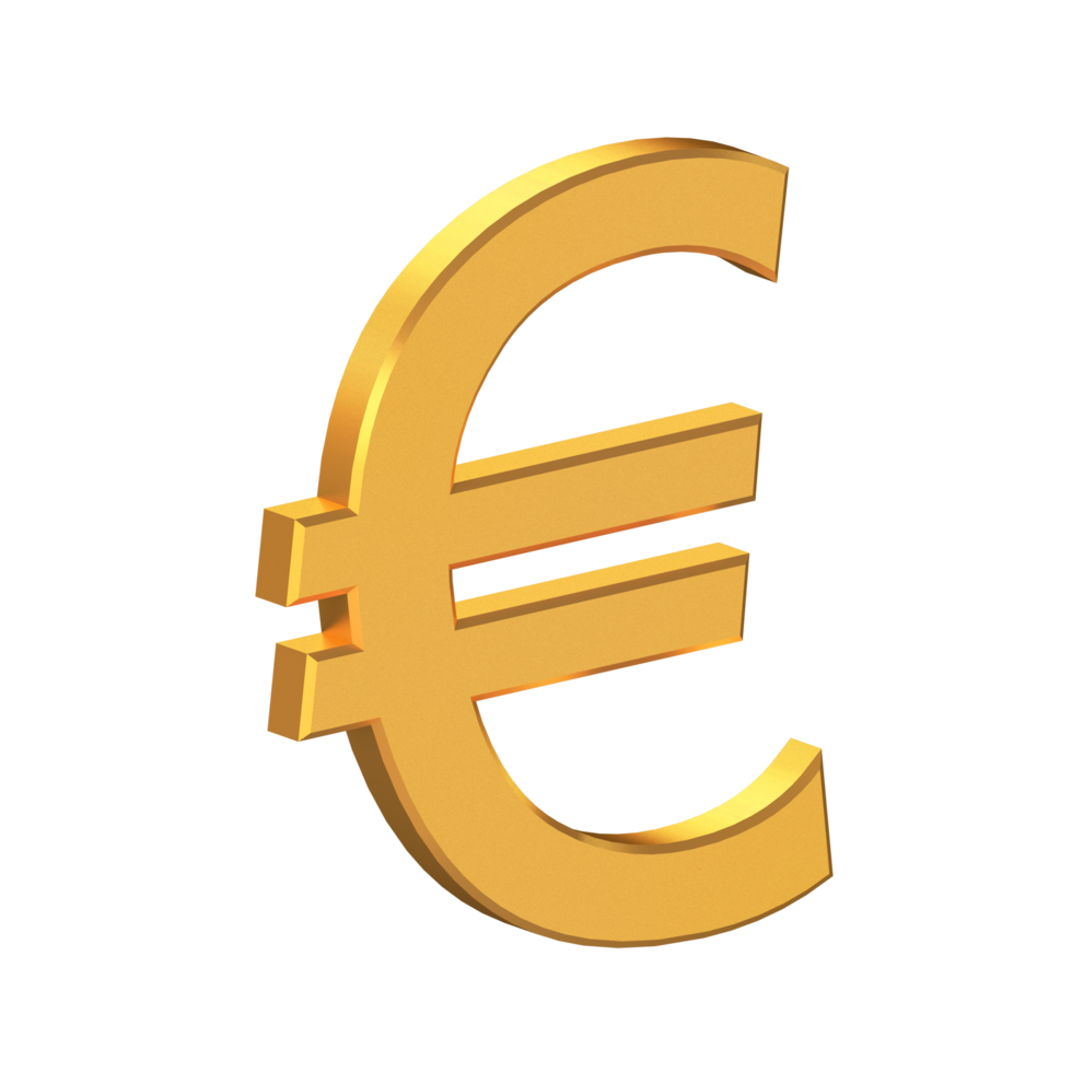 Euro 3d Symbol isoliert auf transparent Hintergrund, Gold Textur, 3d Rendern png