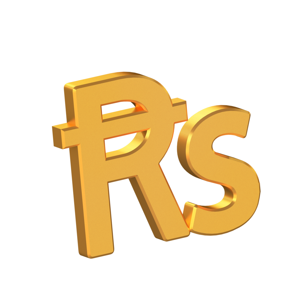 Rs Pakistani Rupees 3D Icon Isolated on Transparent Background, Gold Texture, 3D Rendering png