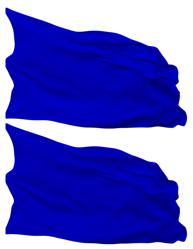Blue Color Flag Waves Isolated in Plain and Bump Texture, with Transparent Background, 3D Rendering png