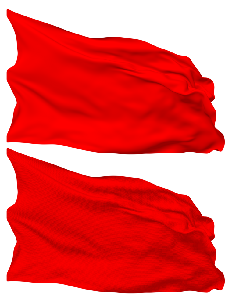 Red Color Flag Waves Isolated in Plain and Bump Texture, with Transparent Background, 3D Rendering png