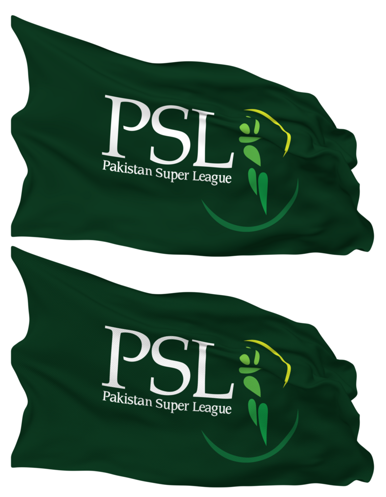 Pakistan Super League, PSL Flag Waves Isolated in Plain and Bump Texture, with Transparent Background, 3D Rendering png