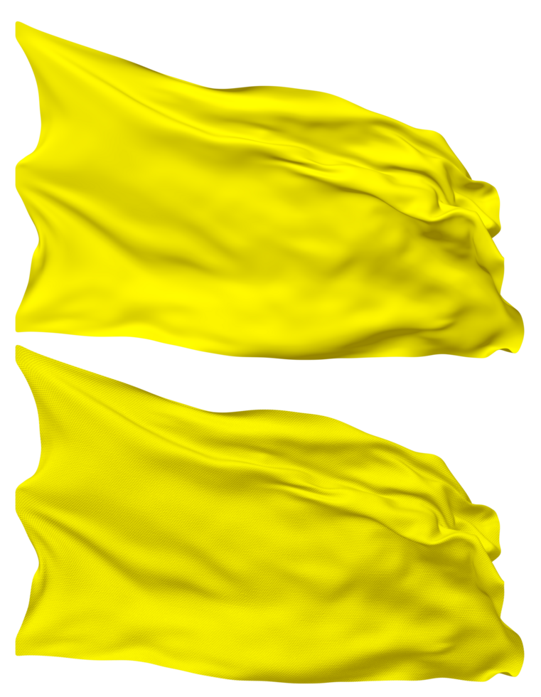 Yellow Color Flag Waves Isolated in Plain and Bump Texture, with Transparent Background, 3D Rendering png