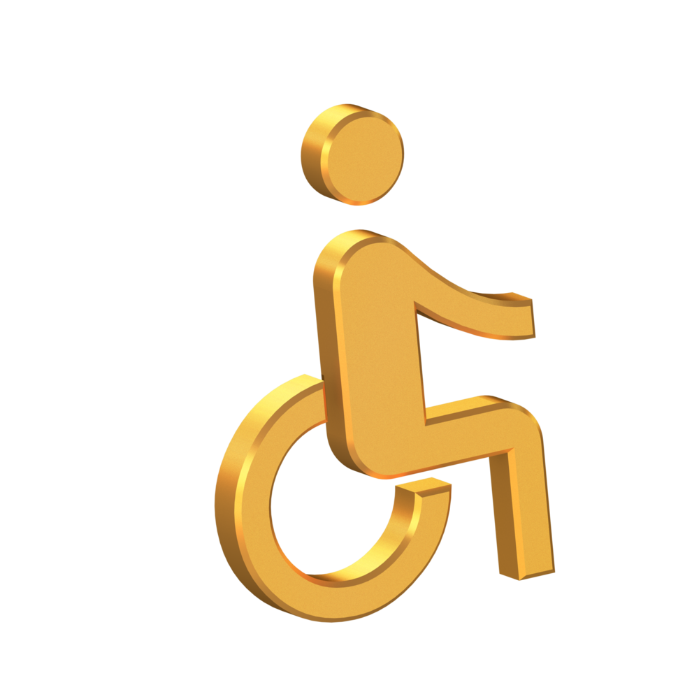Disabled 3D Icon Isolated on Transparent Background, Gold Texture, 3D Rendering png