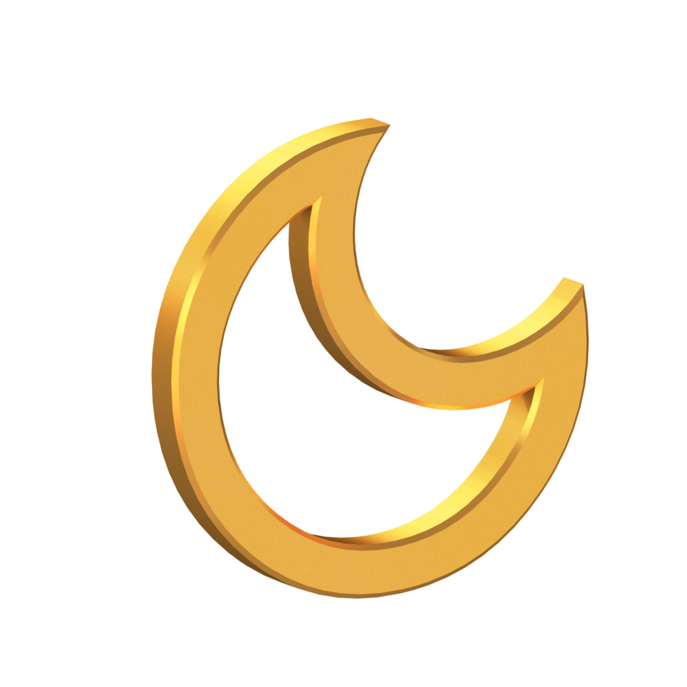 dunkel Modus 3d Symbol isoliert auf transparent Hintergrund, Gold Textur, 3d Rendern png