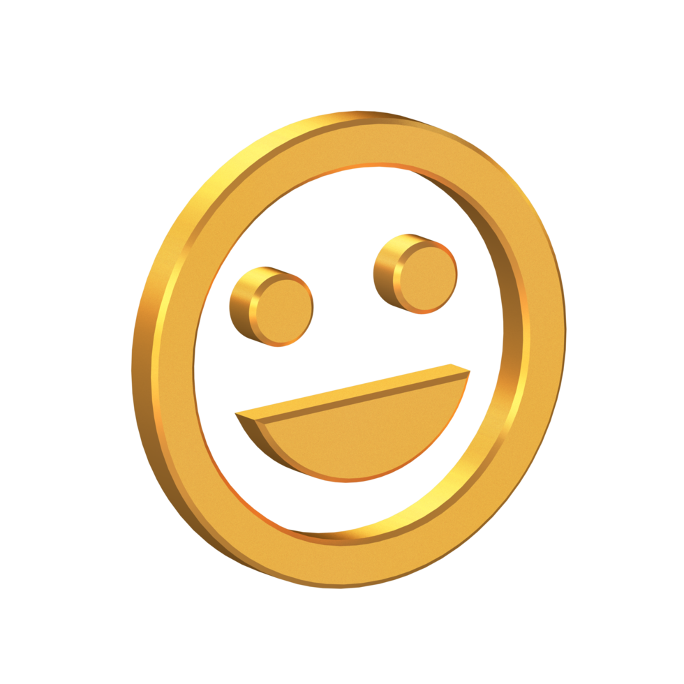 face emoji sentimento humor 3d ícone isolado em transparente fundo, ouro textura, 3d Renderização png