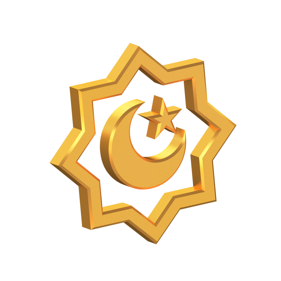 Prayer Time 3D Icon Isolated on Transparent Background, Gold Texture, 3D Rendering png