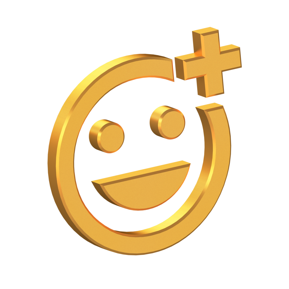Face Emoji Sentiment Add Reaction 3D Icon Isolated on Transparent Background, Gold Texture, 3D Rendering png