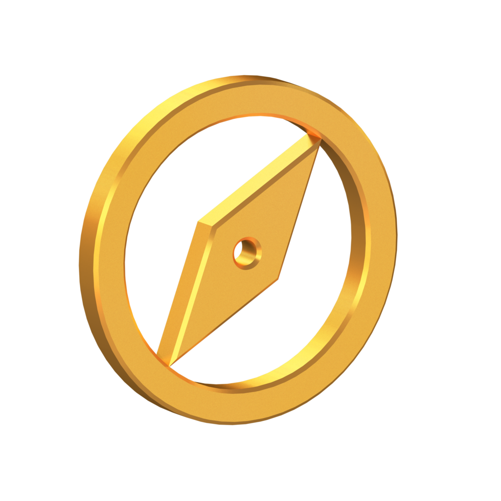 Explore, Compass 3D Icon Isolated on Transparent Background, Gold Texture, 3D Rendering png