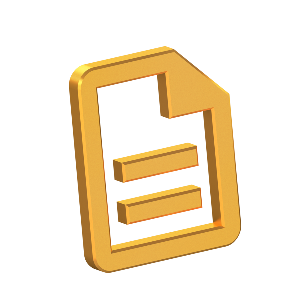 Beschreibung 3d Symbol isoliert auf transparent Hintergrund, Gold Textur, 3d Rendern png