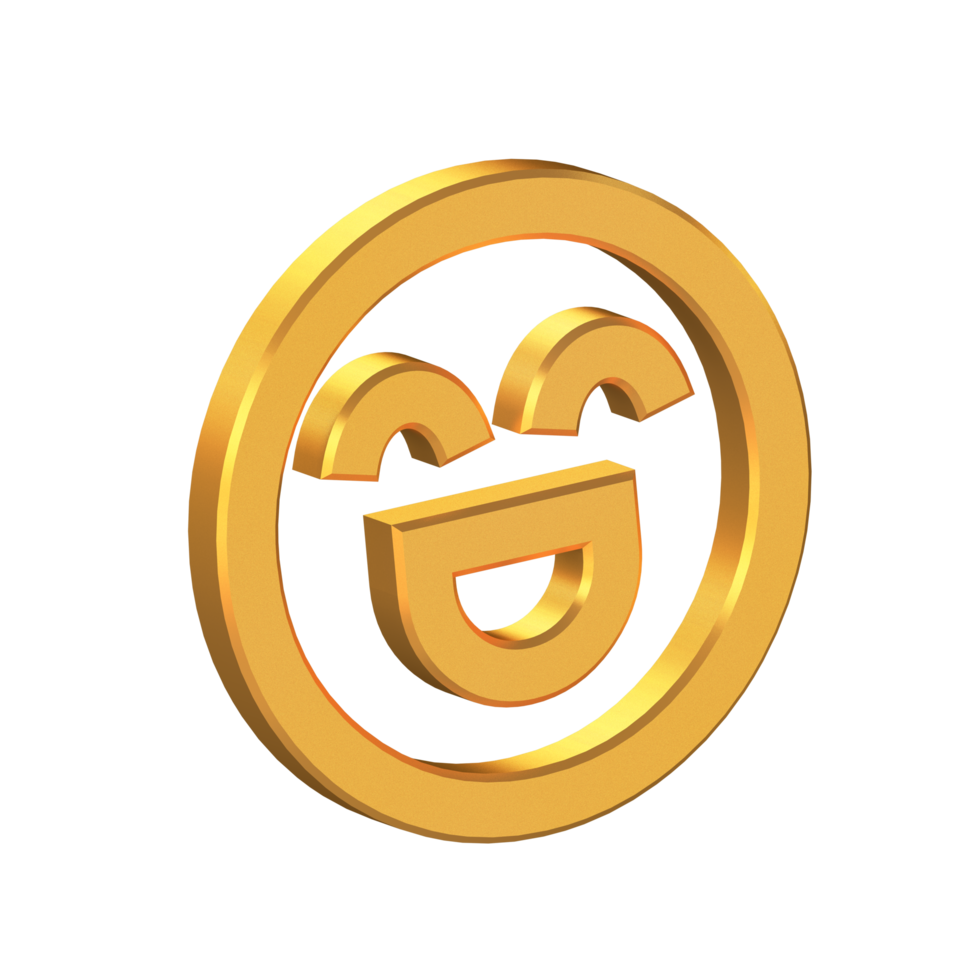 Face Emoji Sentiment Excited 3D Icon Isolated on Transparent Background, Gold Texture, 3D Rendering png