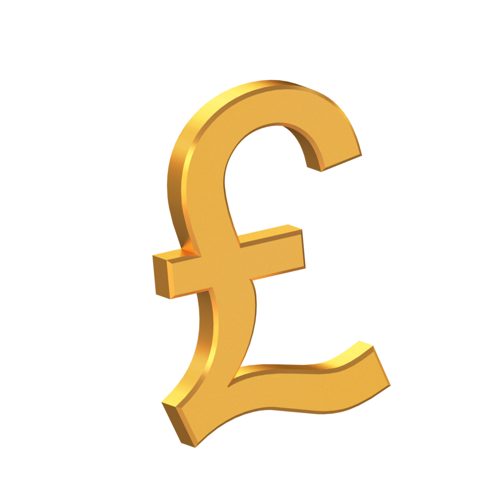 Pound 3D Icon Isolated on Transparent Background, Gold Texture, 3D Rendering png