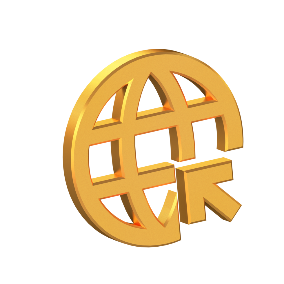 Webseite 3d Symbol isoliert auf transparent Hintergrund, Gold Textur, 3d Rendern png