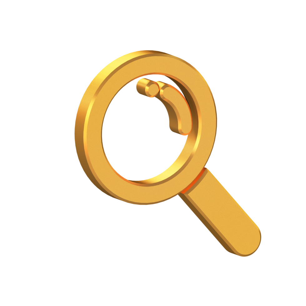 Search 3D Icon Isolated on Transparent Background, Gold Texture, 3D Rendering png