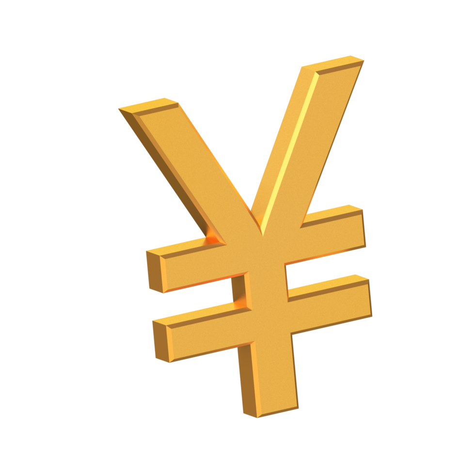 Yen 3D Icon Isolated on Transparent Background, Gold Texture, 3D Rendering png