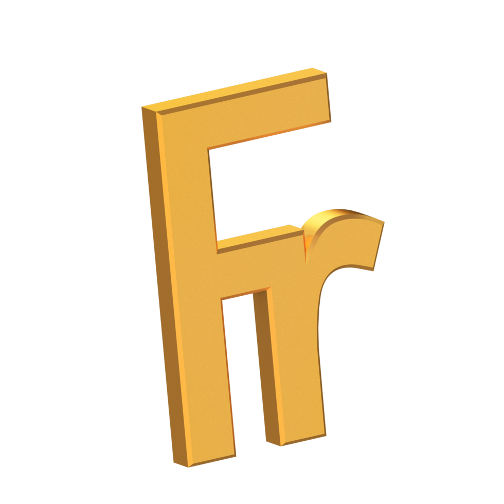 Franc 3D Icon Isolated on Transparent Background, Gold Texture, 3D Rendering png