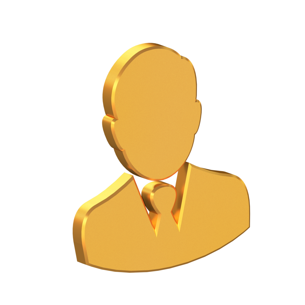 Male Face Profile 3D Icon Isolated on Transparent Background, Gold Texture, 3D Rendering png