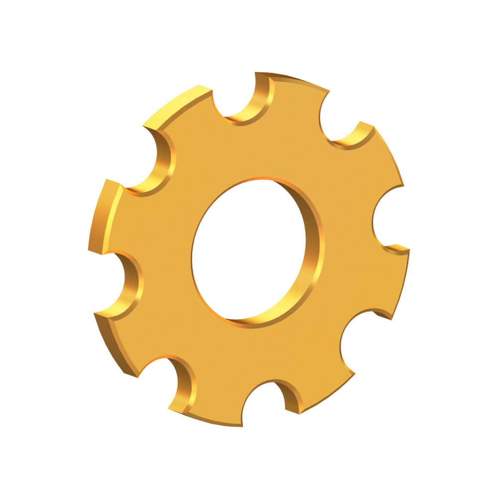 Setting 3D Icon Isolated on Transparent Background, Gold Texture, 3D Rendering png