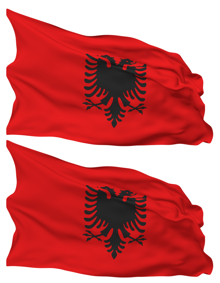 Albania Flag Waves Isolated in Plain and Bump Texture, with Transparent Background, 3D Rendering png