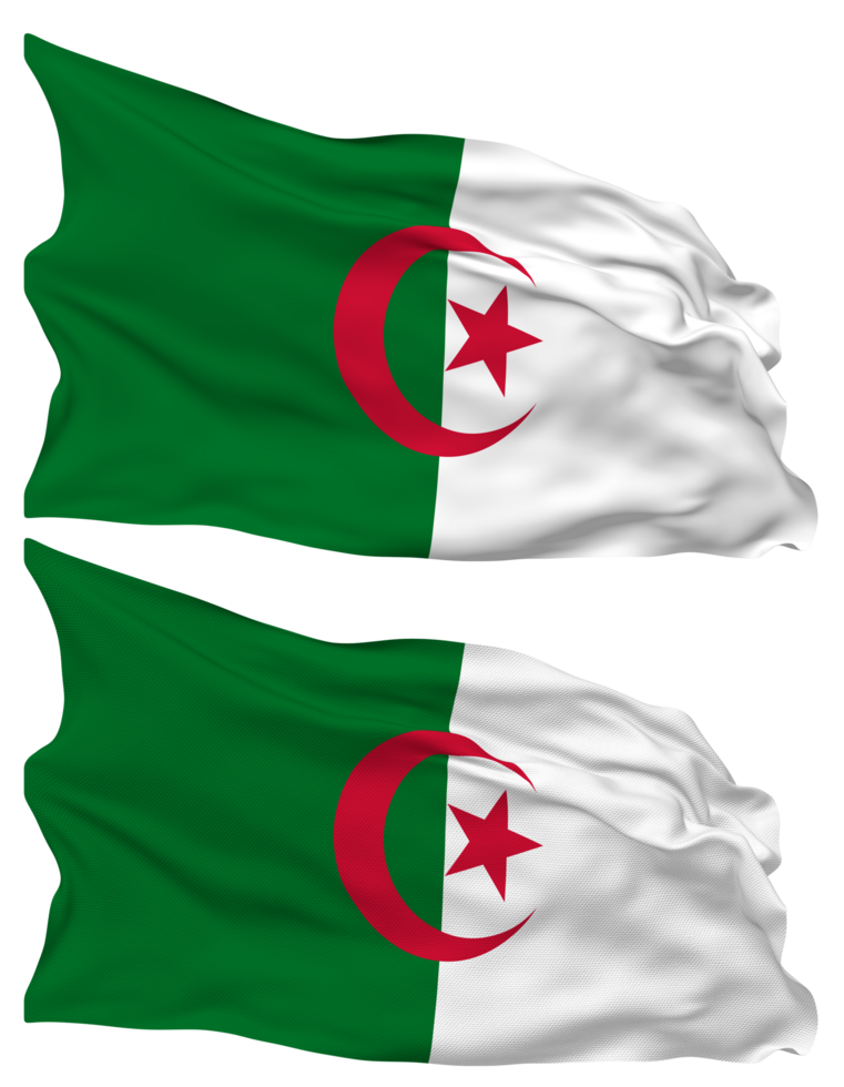 Algeria Flag Waves Isolated in Plain and Bump Texture, with Transparent Background, 3D Rendering png