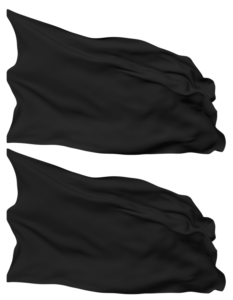 Black Color Flag Waves Isolated in Plain and Bump Texture, with Transparent Background, 3D Rendering png