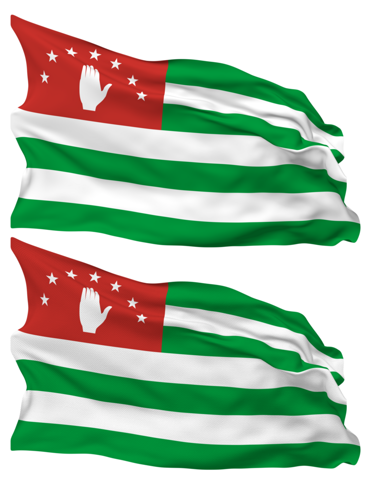 Abkhazia Flag Waves Isolated in Plain and Bump Texture, with Transparent Background, 3D Rendering png