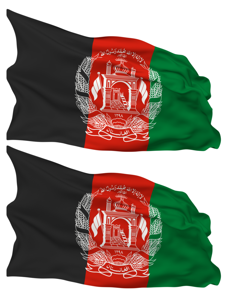 Afghanistan Flag Waves Isolated in Plain and Bump Texture, with Transparent Background, 3D Rendering png