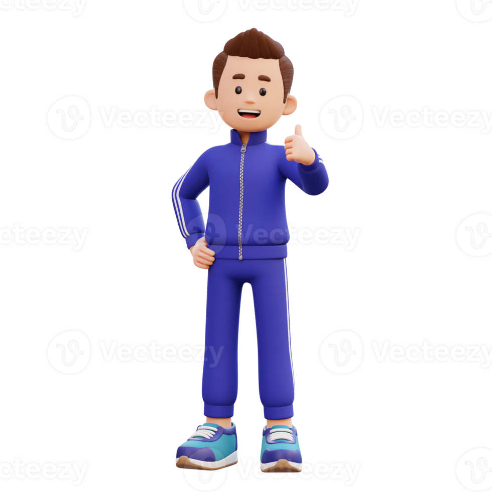 3d male character give a thumb up png