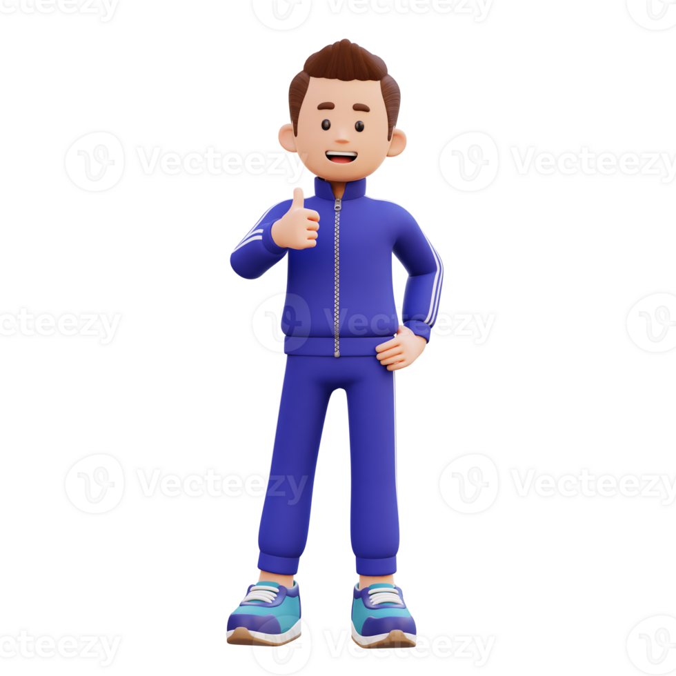 3d male character give a thumb up png