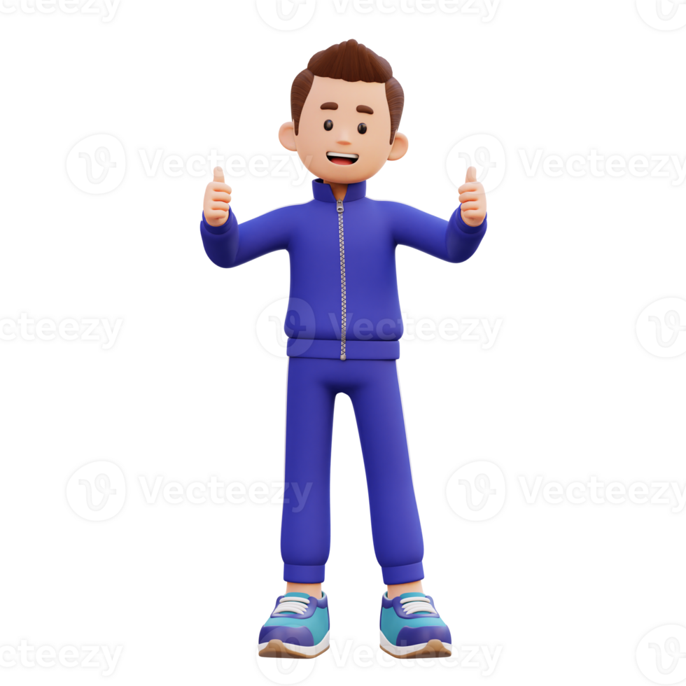 3d male character give a thumb up png