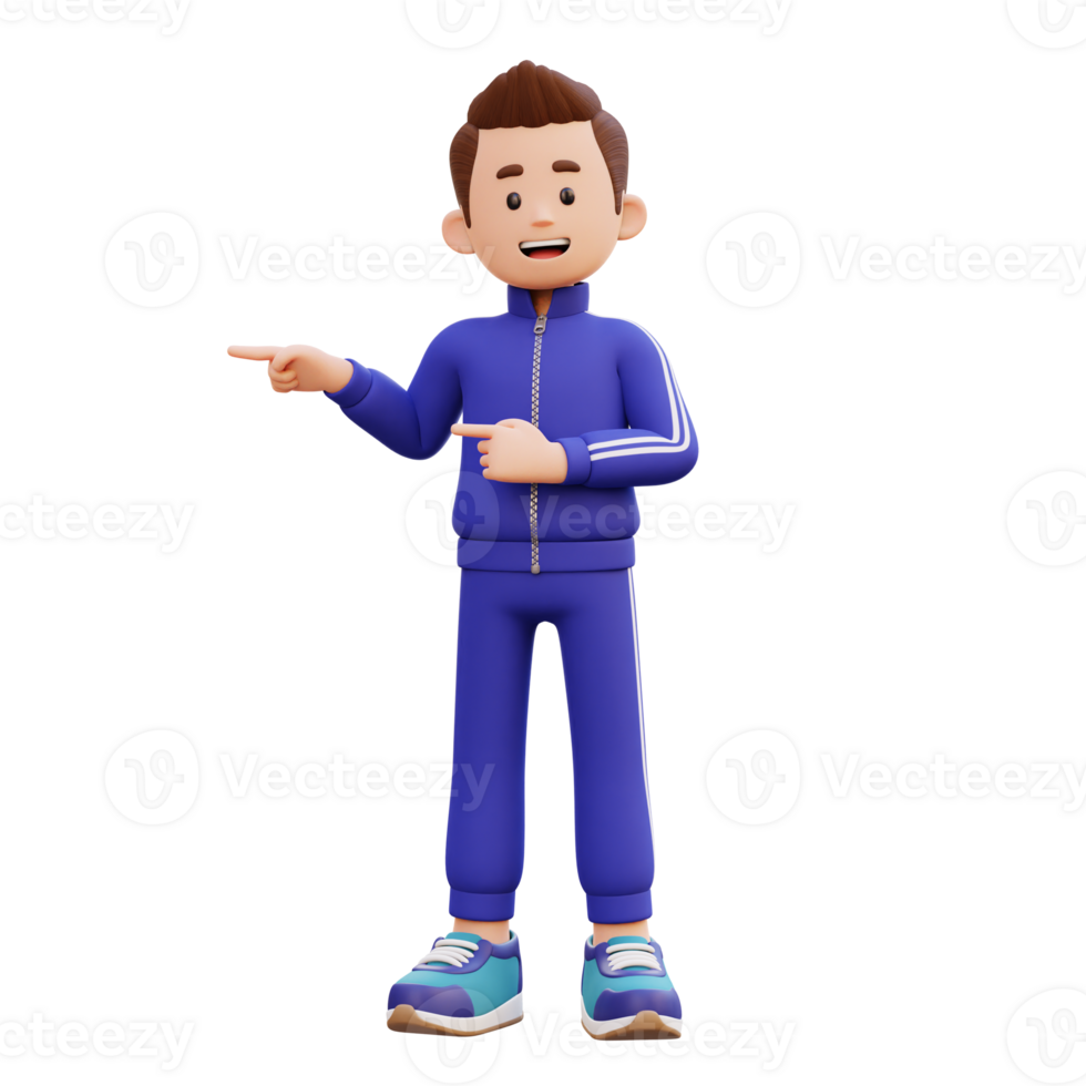3d male character pointing right png