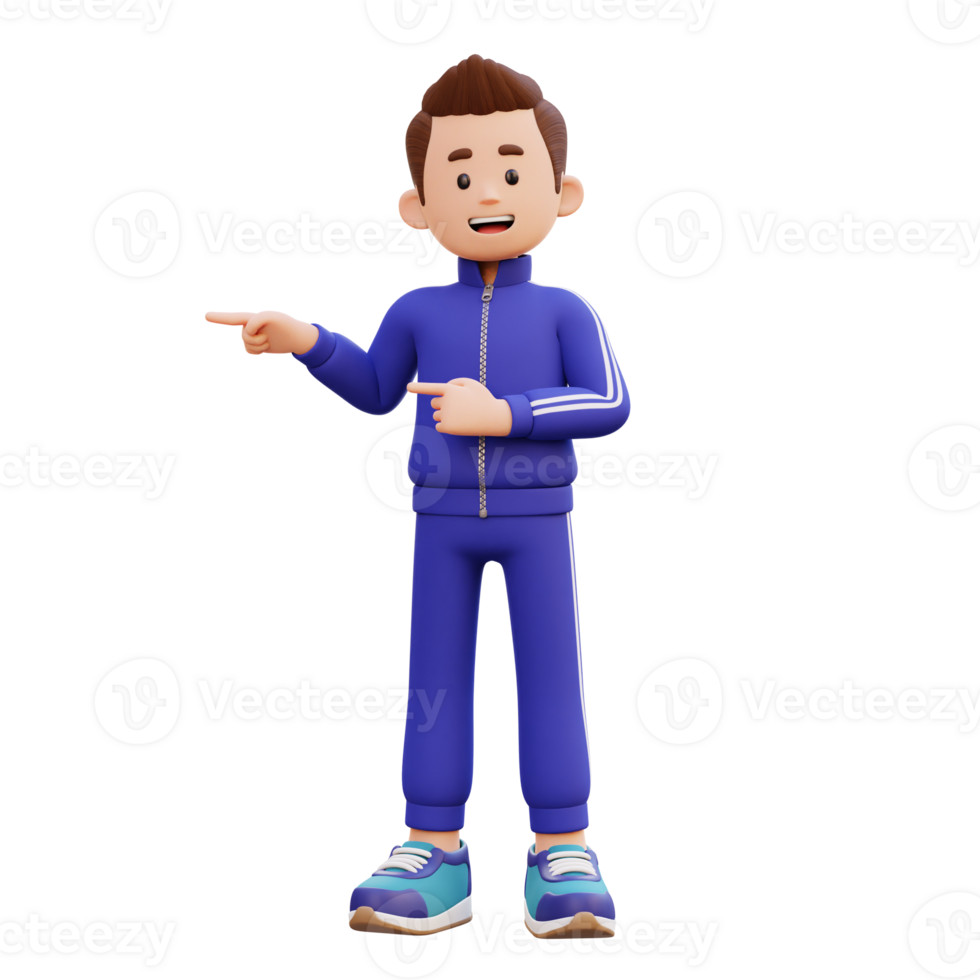 3d masculino personaje señalando Derecha png