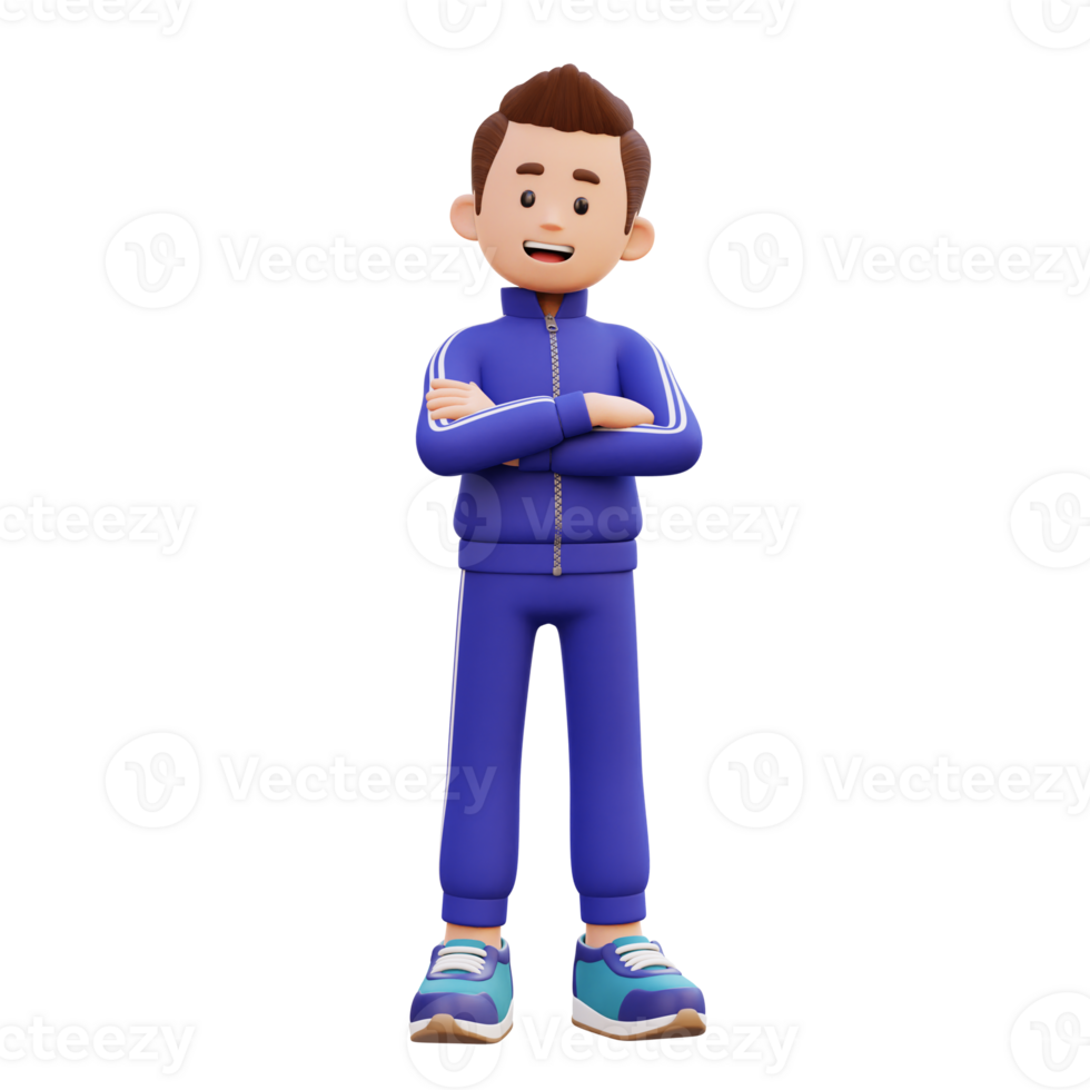 3d male character arm crossed png
