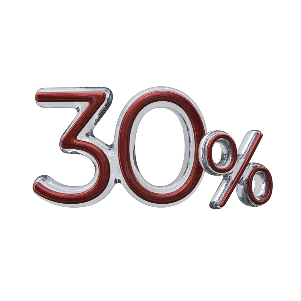 30 percent 3D render transparent background png