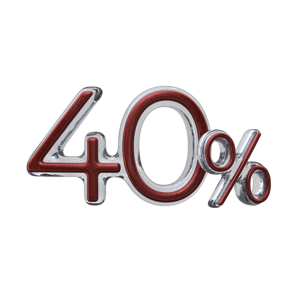 40 percent 3D render transparent background png