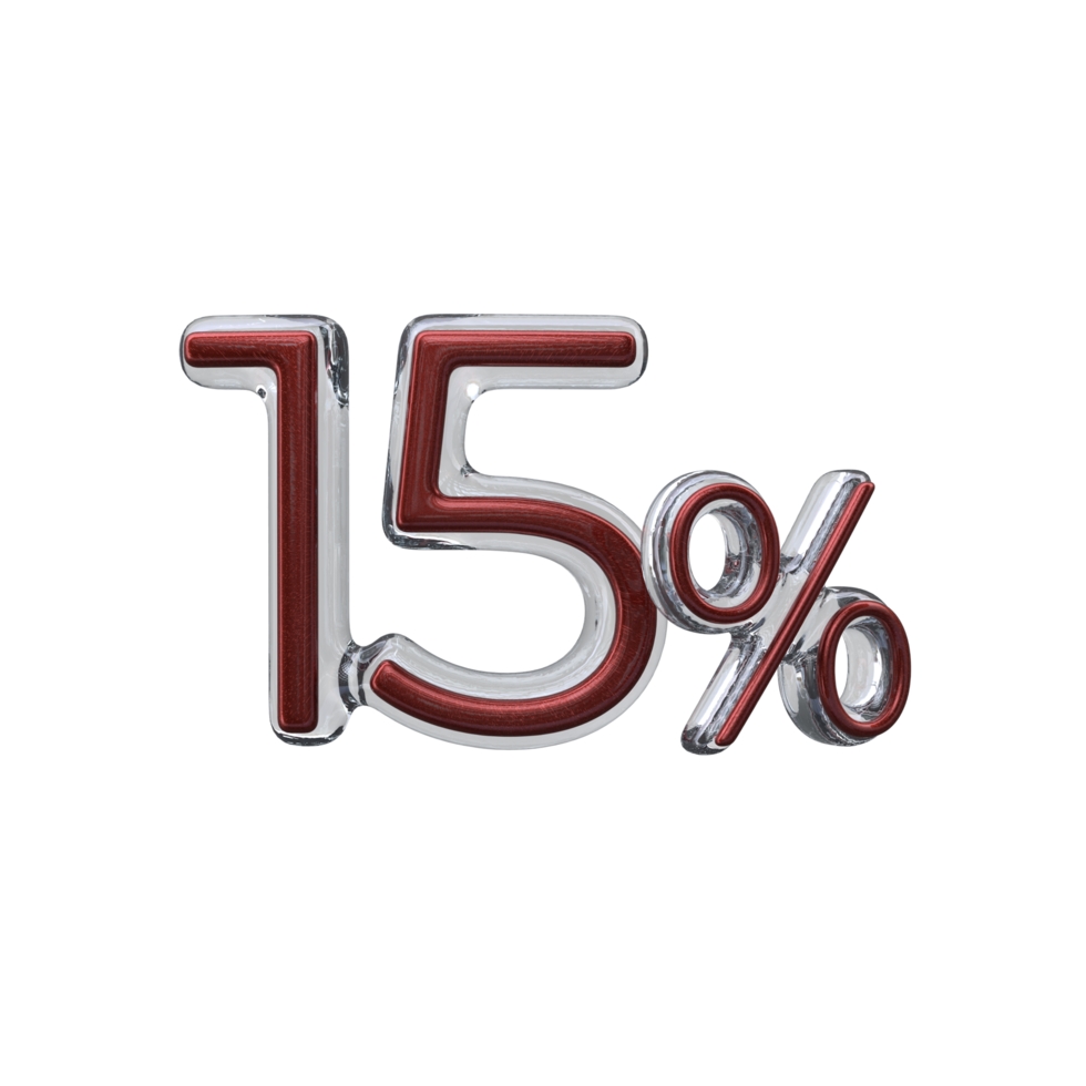 15 percent 3D render transparent background png