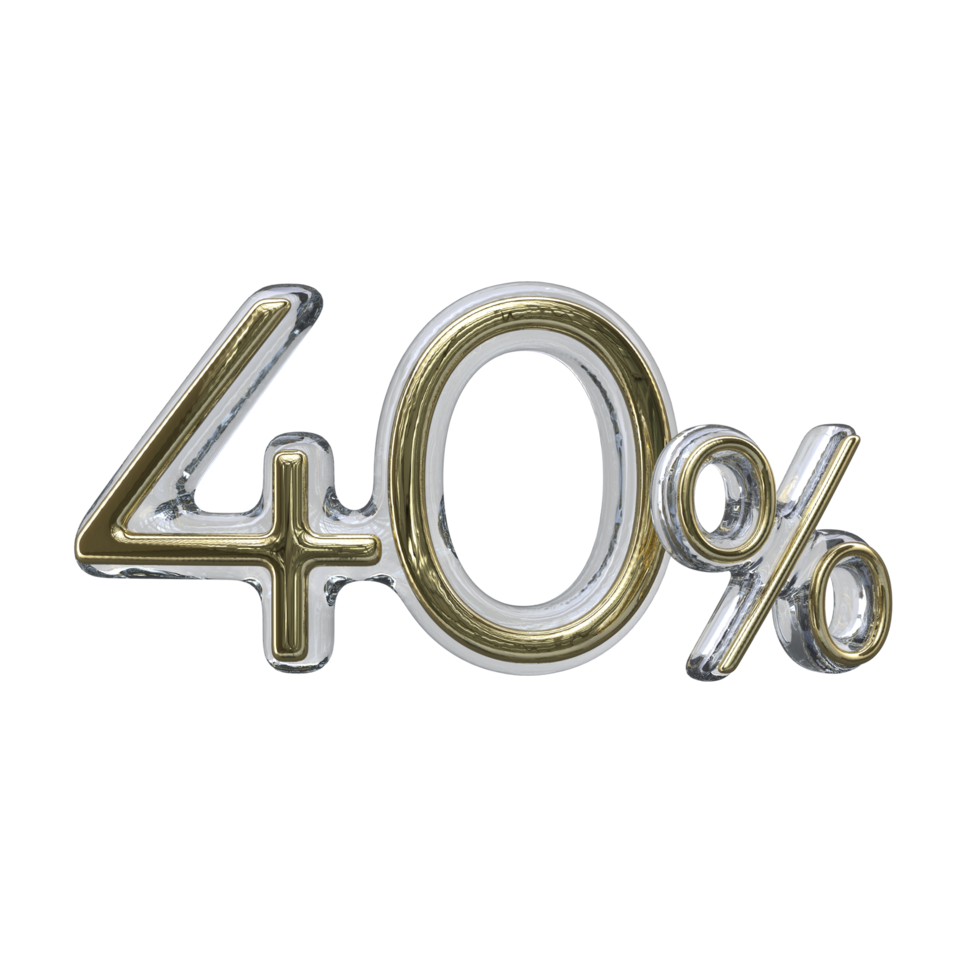 40 percent 3D render transparent background png