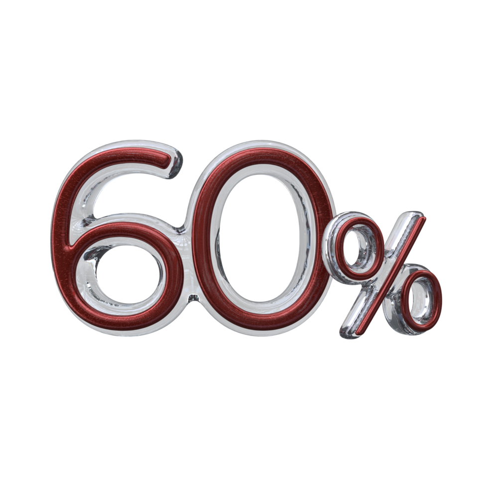 60 percent 3D render transparent background png