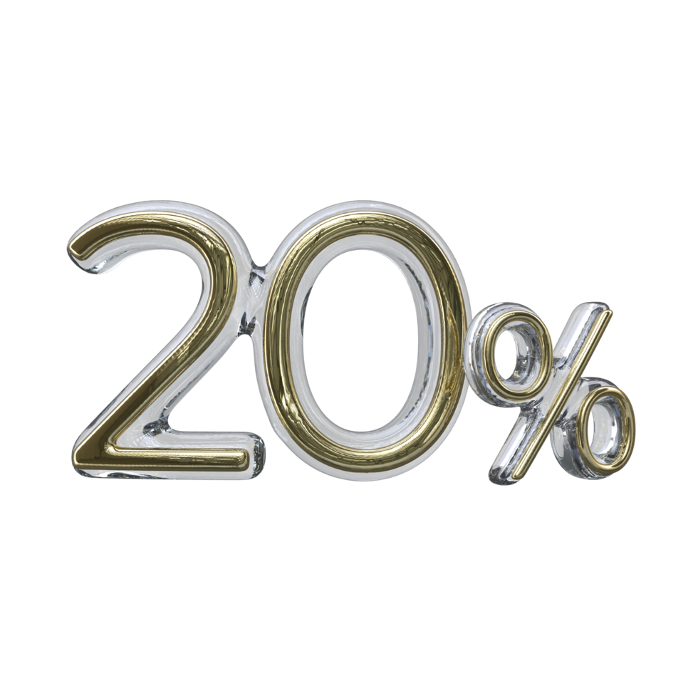 20 percent 3D render transparent background png
