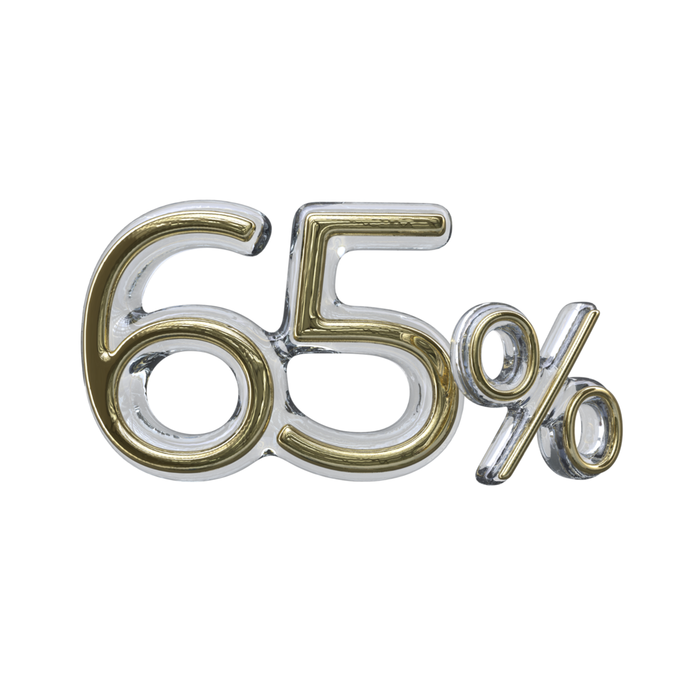 65 percent 3D render transparent background png