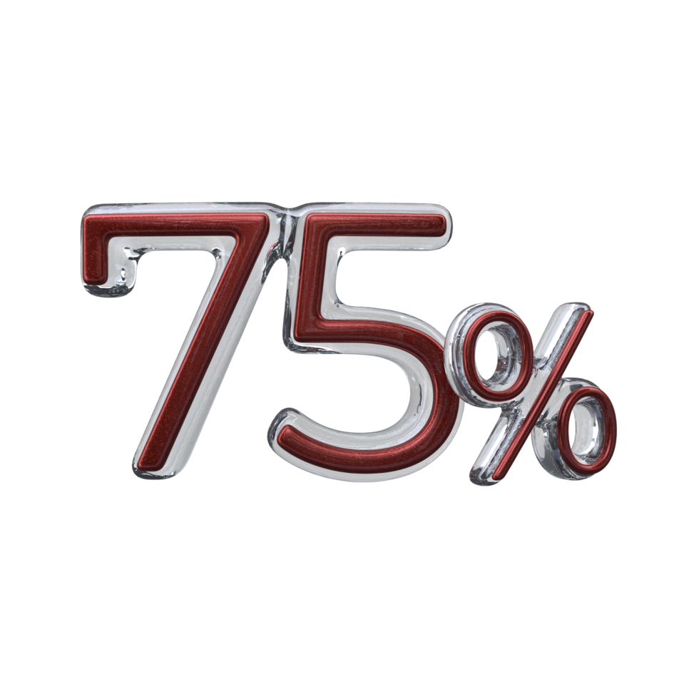 75 percent 3D render transparent background png