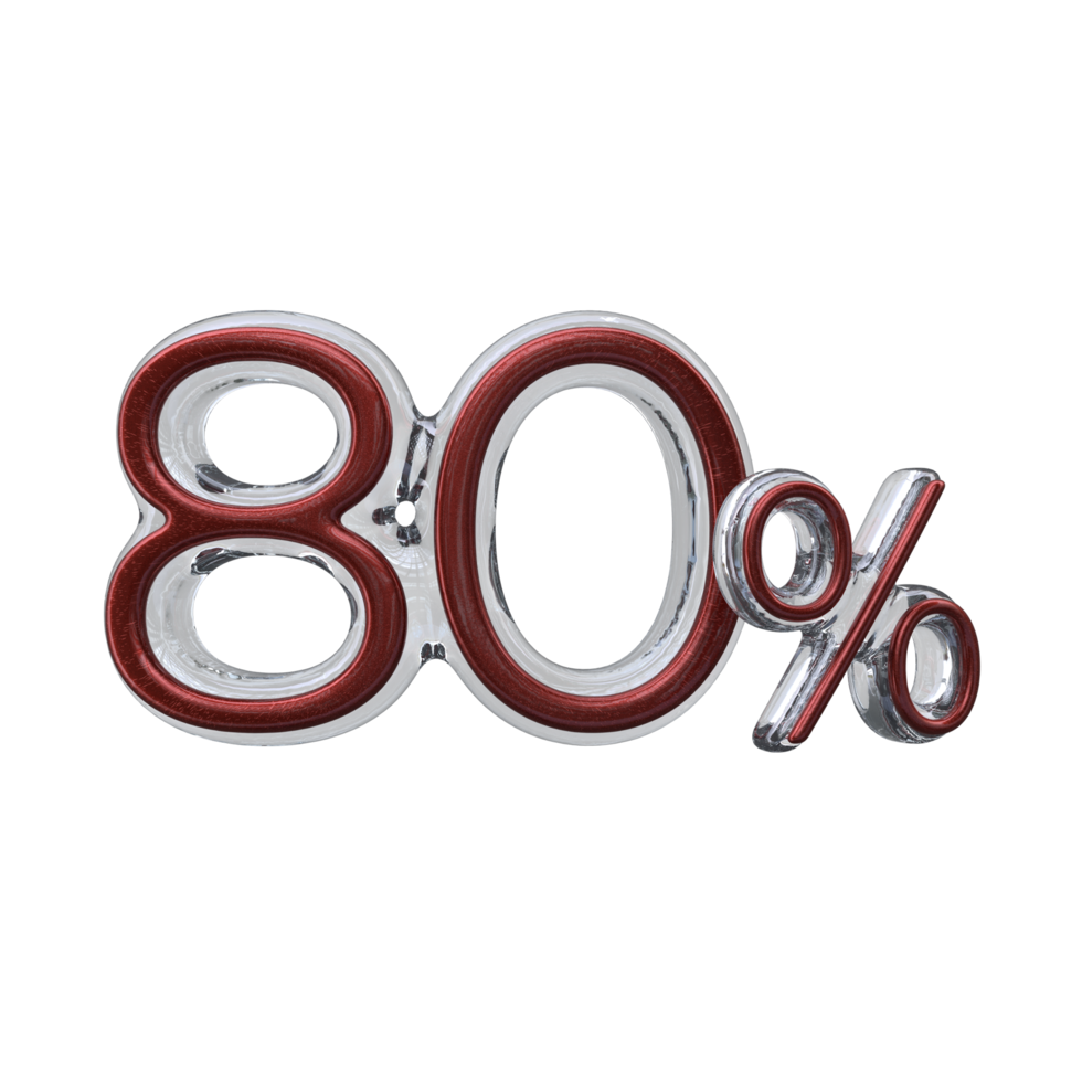 80 percent 3D render transparent background png