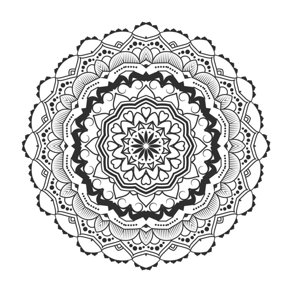 mandala decorative and ornamental design for coloring page, greeting card, invitation, tattoo png