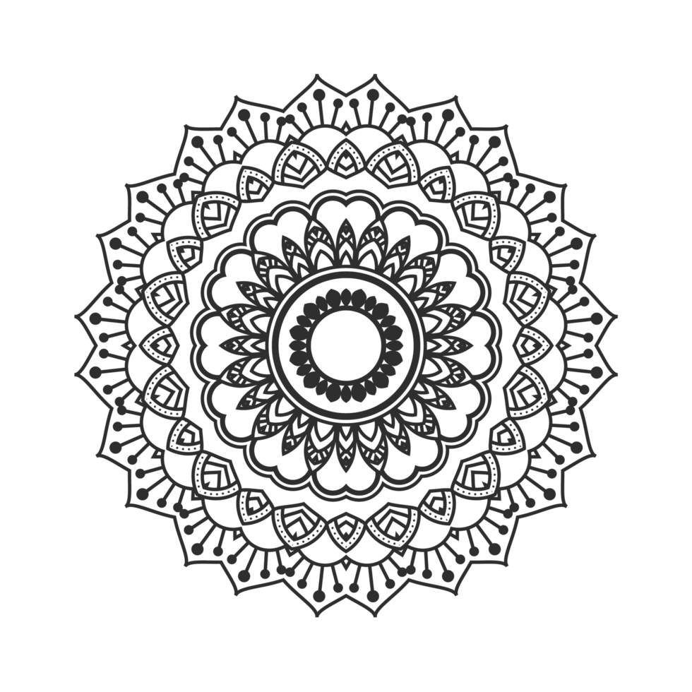 mandala decorative and ornamental design for coloring page, greeting card, invitation, tattoo png