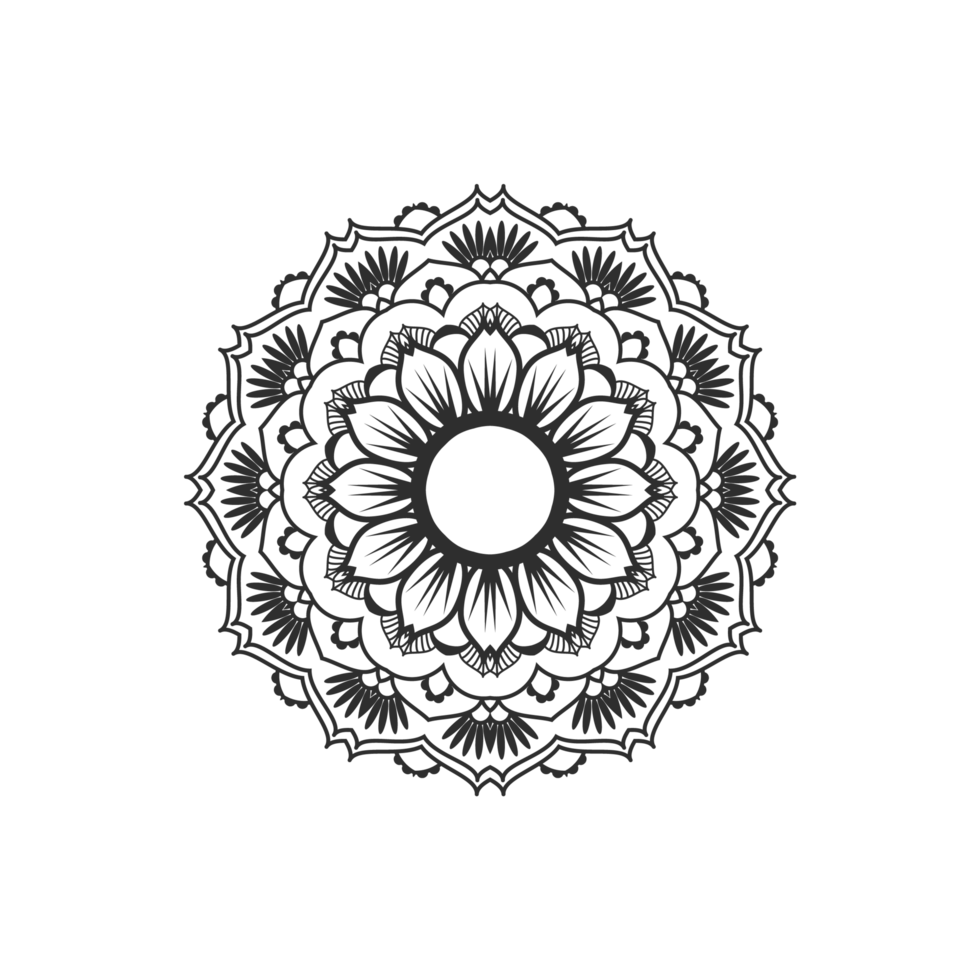 mandala decorative and ornamental design for coloring page, greeting card, invitation, tattoo png