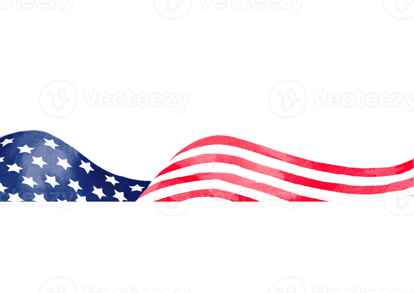 USA flag with watercolor  brush paint textured png