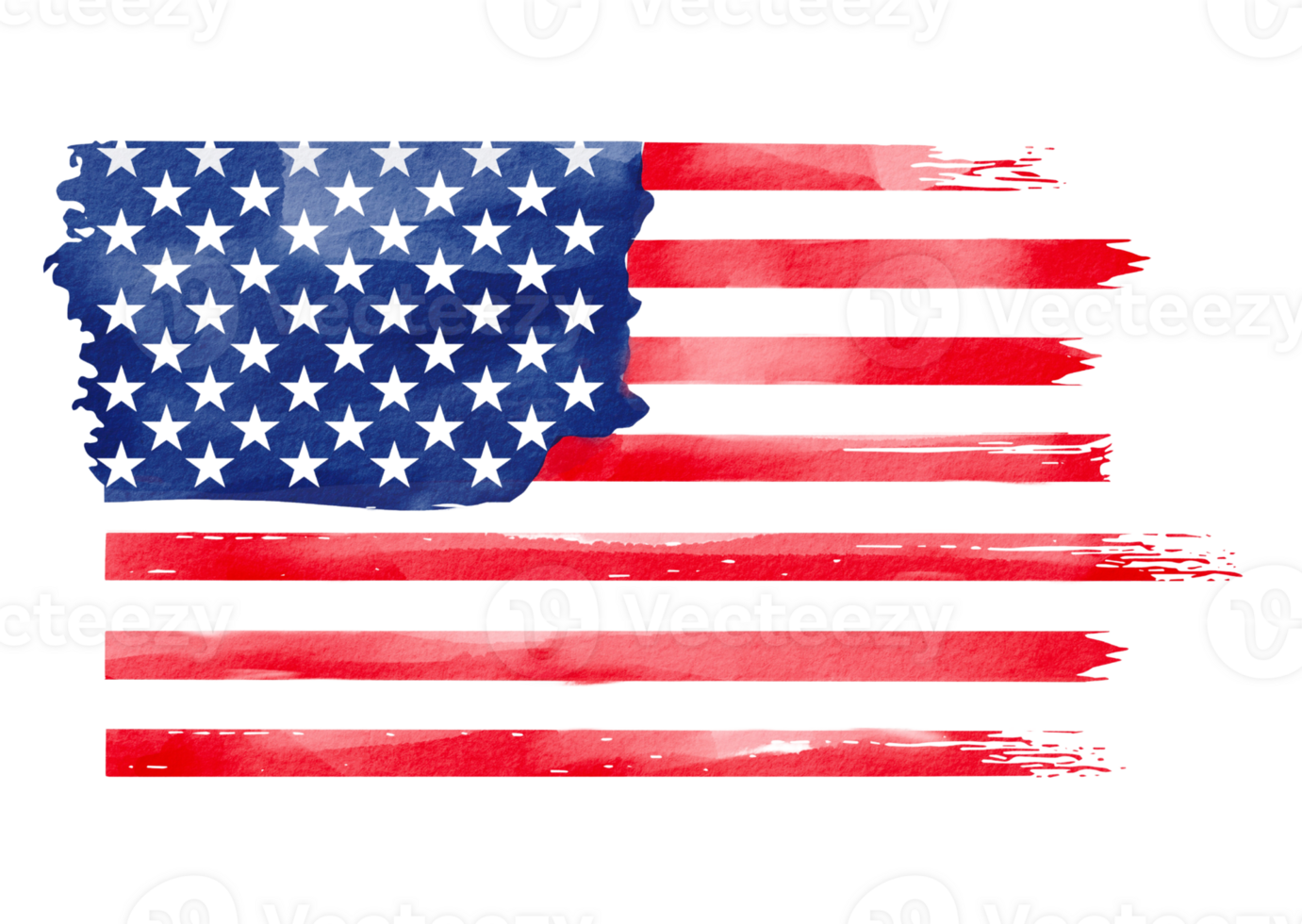 USA flag with watercolor  brush paint textured png