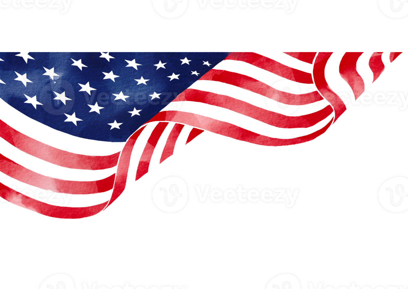 USA flag with watercolor  brush paint textured png