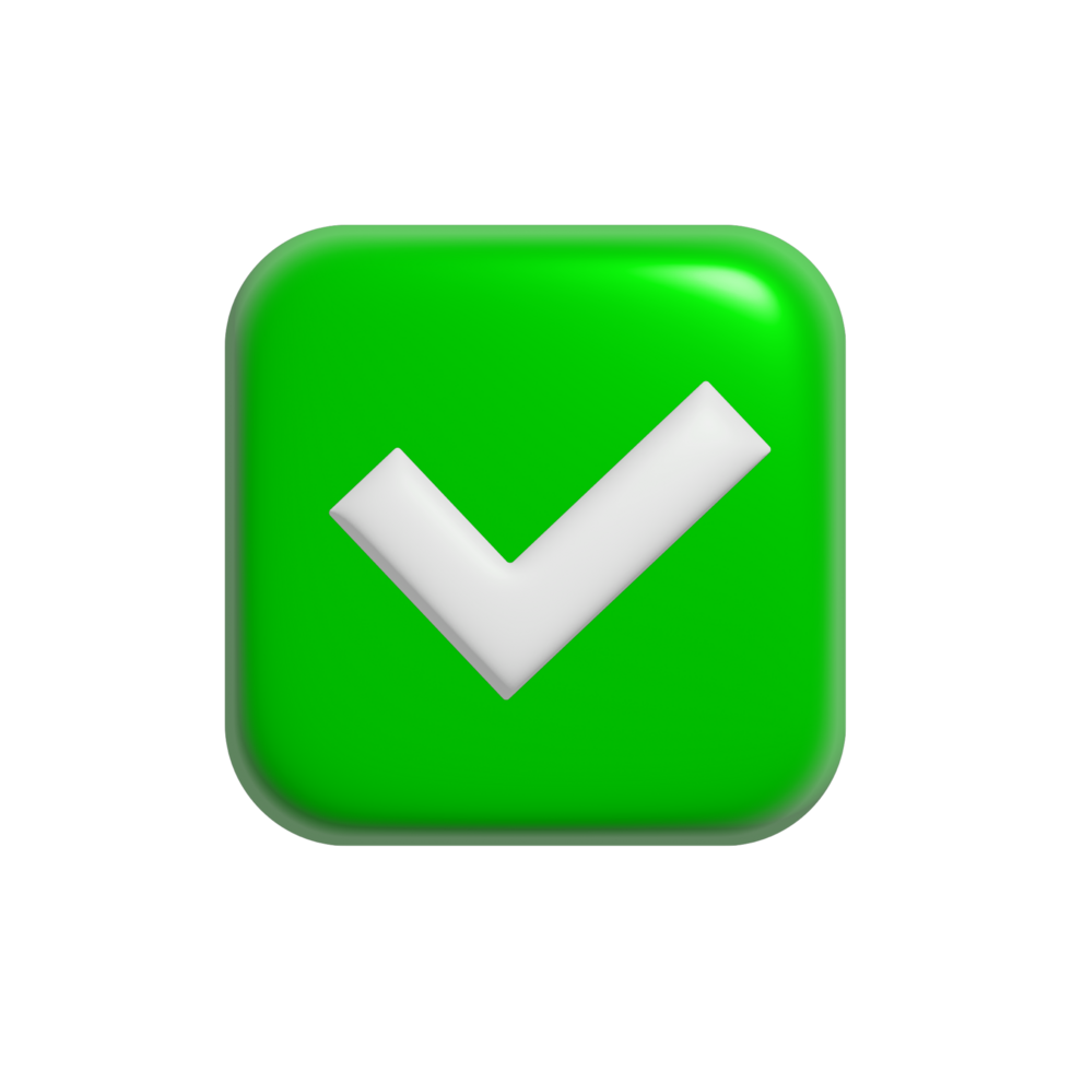 green tick icon illustration design in 3d style png